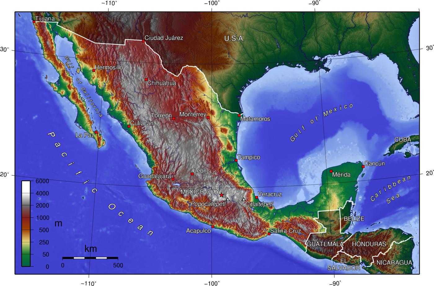 Mexico City Altitude Map Mexico City Topographic Map Mexico   Mexico City Altitude Map 