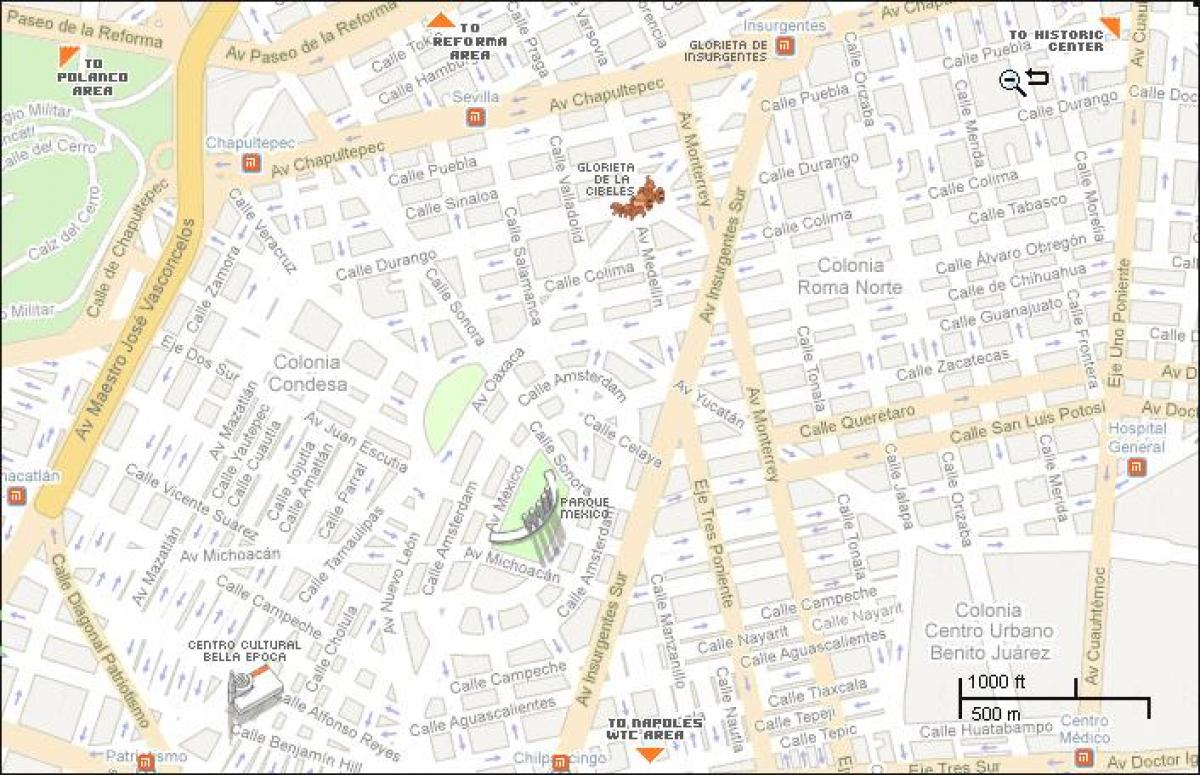 map of condesa Mexico City