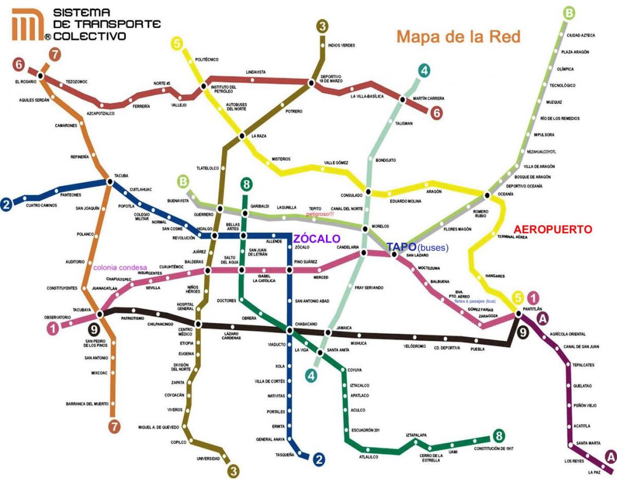 Metro df map - Mexico City train map (Mexico)