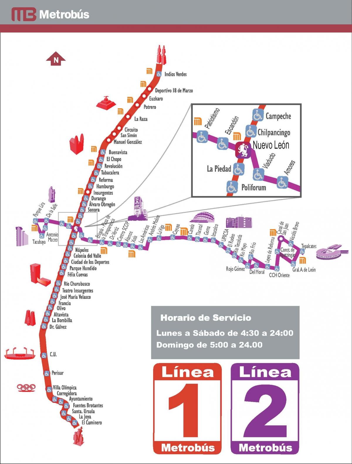 map of metrobus Mexico City