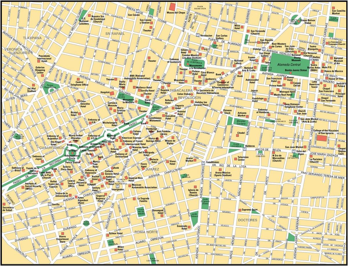 map of Mexico City points of interest